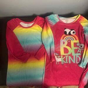 Colorful Kids' Pajama Set with Rainbow and Be Kind Design